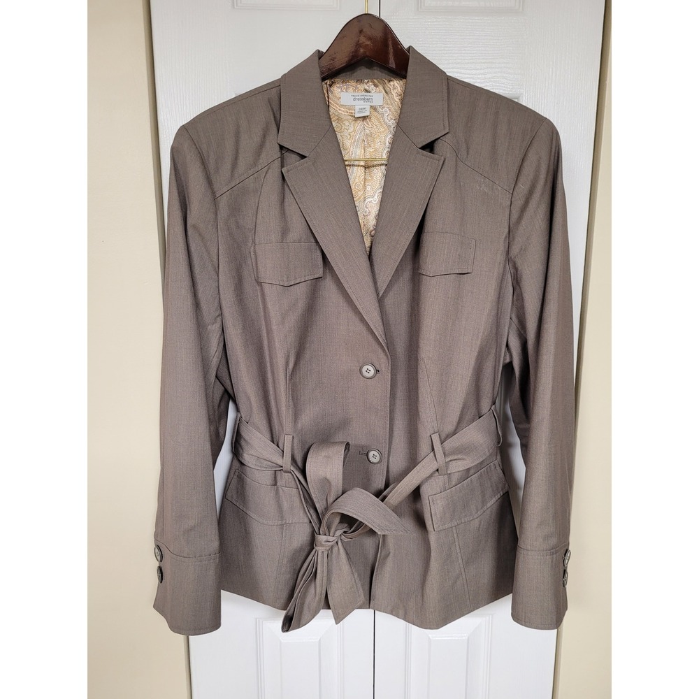 Travis Ayers‎ Dressbarn Woman Taupe Brown Belted Blazer Jacket Plus Sz 24W